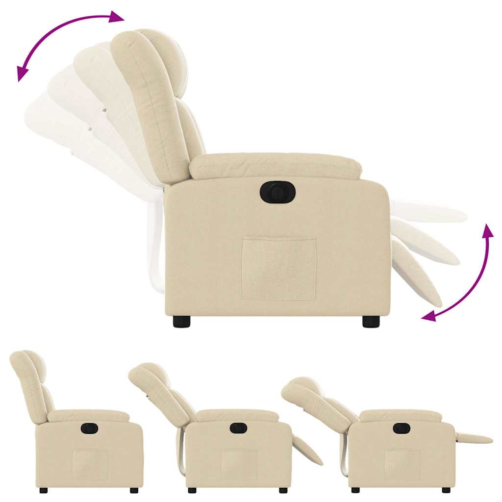 Poltrona Elettrica Reclinabile Crema in Tessuto | homemem39