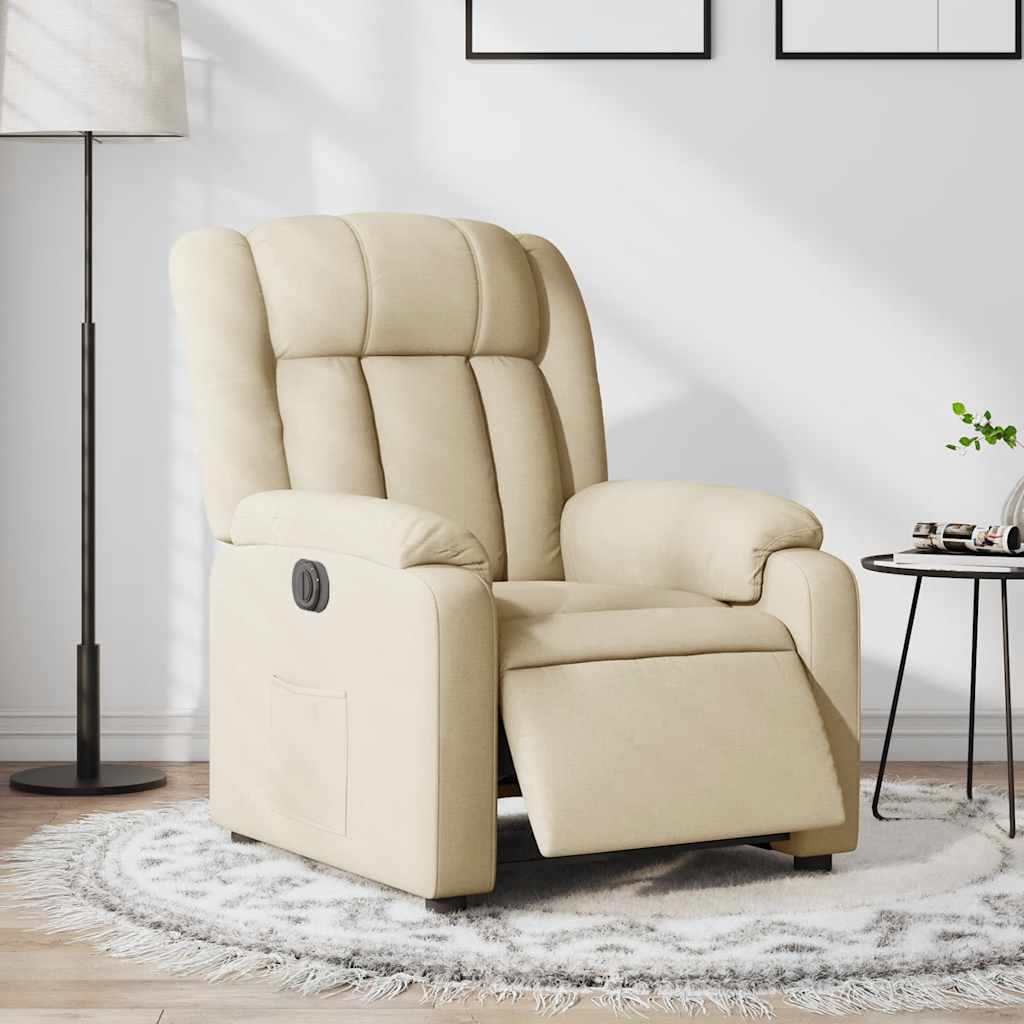 Poltrona Elettrica Reclinabile Crema in Tessuto | homemem39