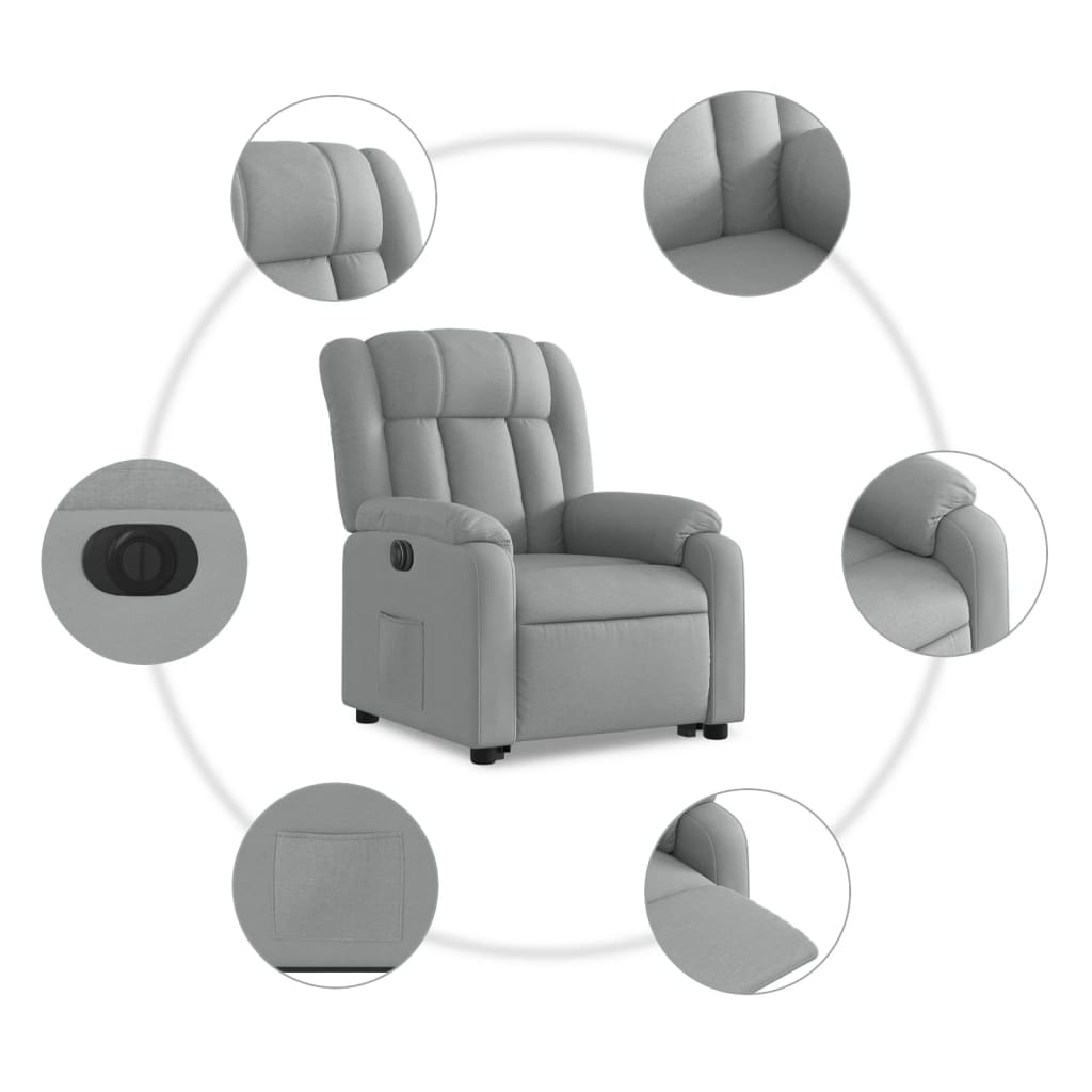 Poltrona Reclinante Alzapersona Elettrica Grigio Chiaro Tessuto | homemem39