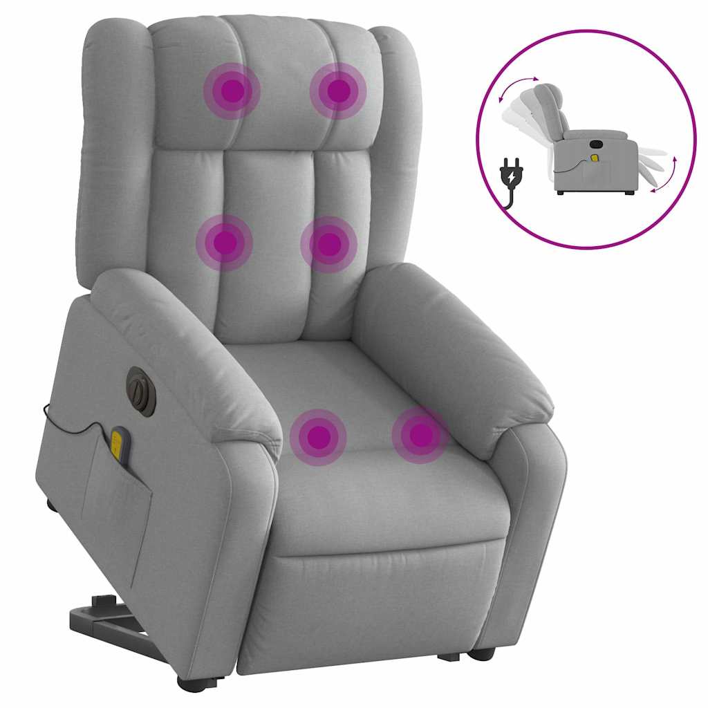 Poltrona Alzapersona Massaggi Elettrica Grigio Chiaro Tessuto | homemem39