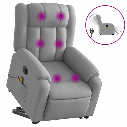 Poltrona Alzapersona Massaggi Elettrica Grigio Chiaro Tessuto | homemem39