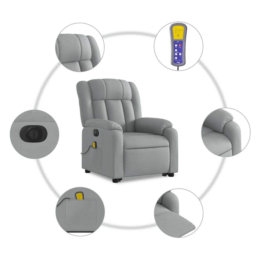 Poltrona Alzapersona Massaggi Elettrica Grigio Chiaro Tessuto | homemem39
