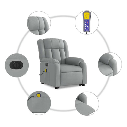 Poltrona Alzapersona Massaggi Elettrica Grigio Chiaro Tessuto | homemem39
