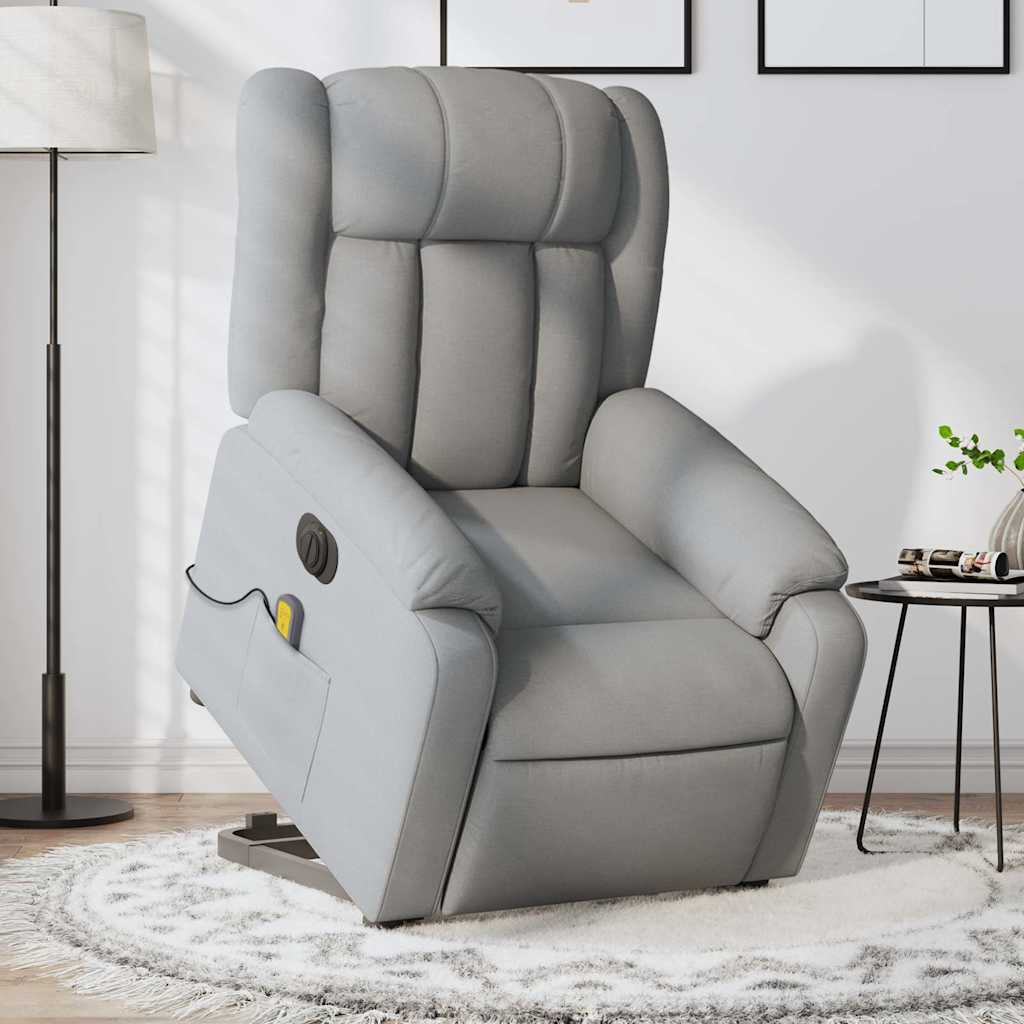 Poltrona Alzapersona Massaggi Elettrica Grigio Chiaro Tessuto | homemem39