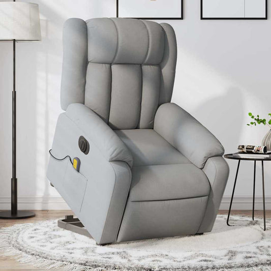 Poltrona Alzapersona Massaggi Elettrica Grigio Chiaro Tessuto | homemem39