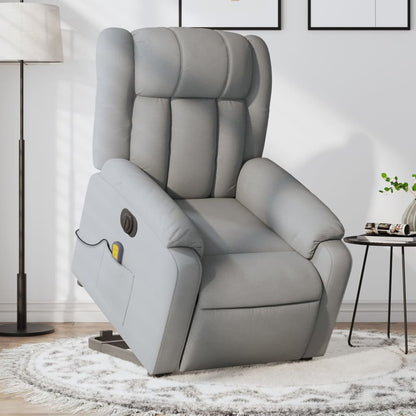 Poltrona Alzapersona Massaggi Elettrica Grigio Chiaro Tessuto - homemem39