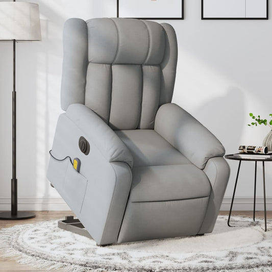 Poltrona Alzapersona Massaggi Elettrica Grigio Chiaro Tessuto - homemem39