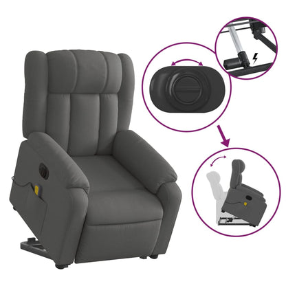 Poltrona Alzapersona Massaggi Elettrica Grigio Scuro Tessuto - homemem39