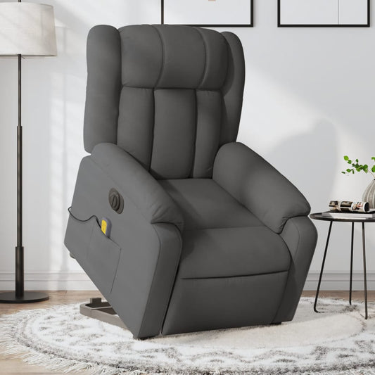 Poltrona Alzapersona Massaggi Elettrica Grigio Scuro Tessuto | homemem39
