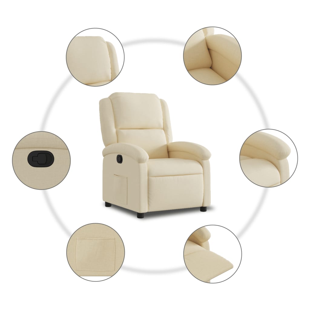 Poltrona reclinabile in Tessuto Crema | homemem39