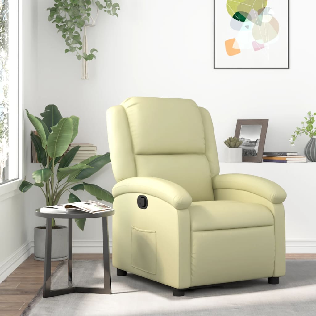 Poltrona reclinabile in Vera Pelle Crema | homemem39