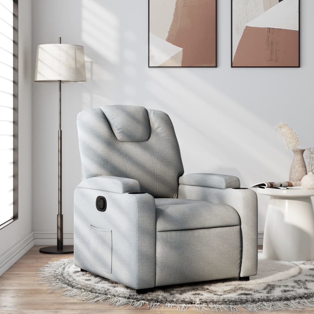 Poltrona reclinabile in tessuto grigio chiaro