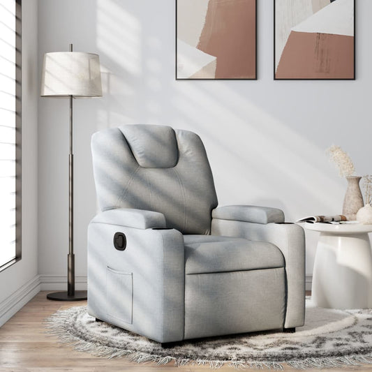 Poltrona reclinabile in tessuto grigio chiaro
