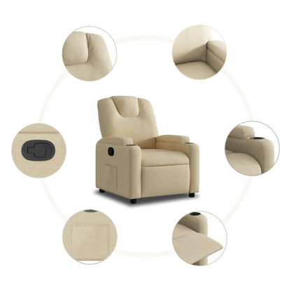 Poltrona reclinabile in tessuto color crema