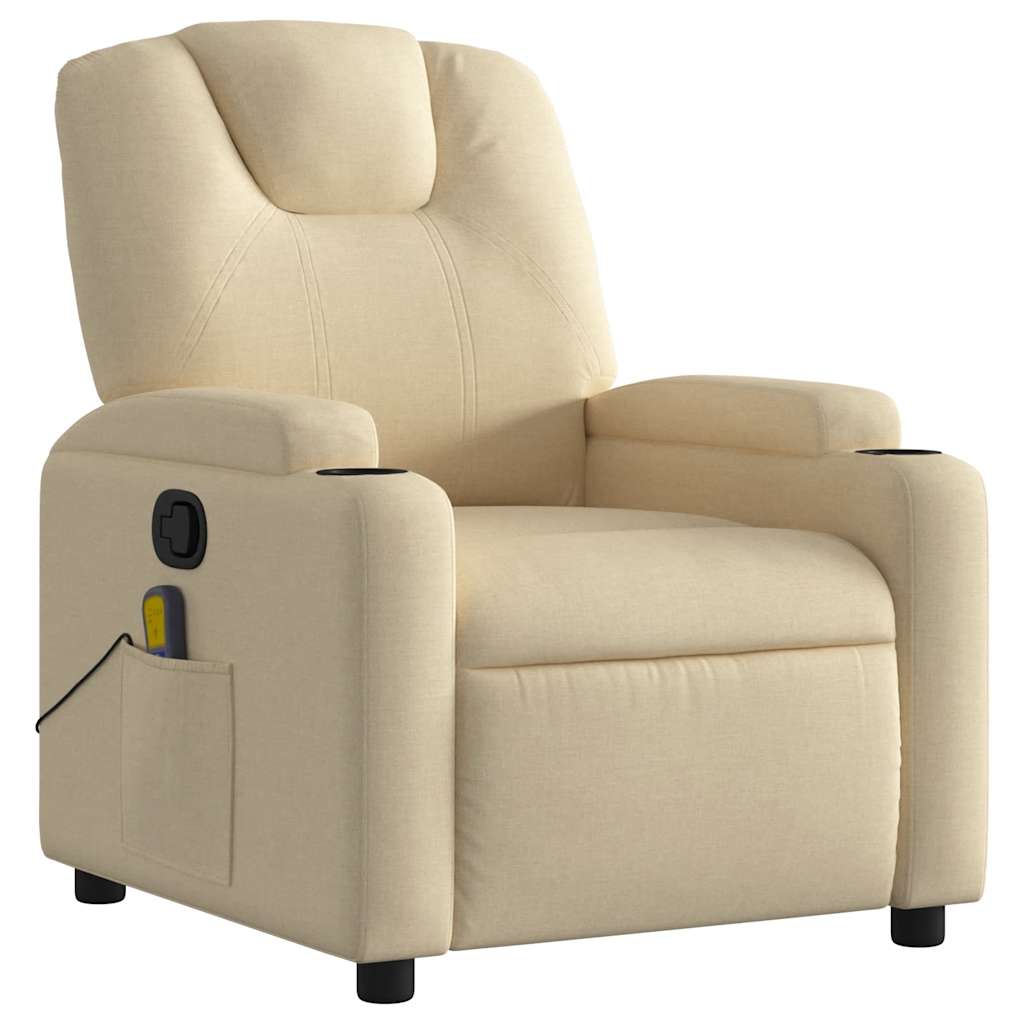 Poltrona reclinabile massaggiante in tessuto color crema
