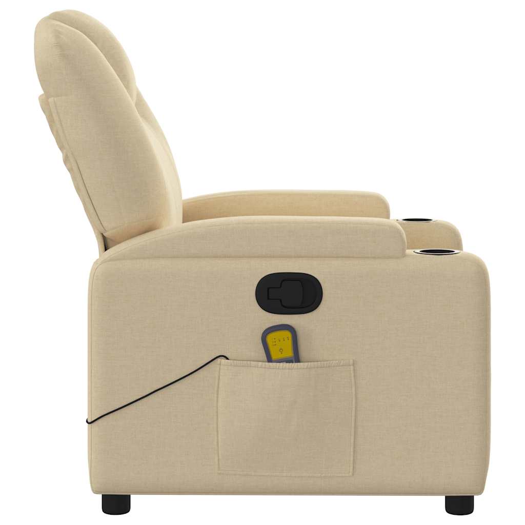 Poltrona reclinabile massaggiante in tessuto color crema