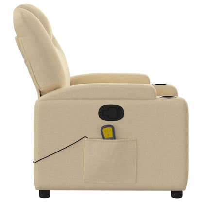 Poltrona reclinabile massaggiante in tessuto color crema