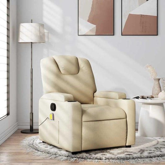 Poltrona reclinabile massaggiante in tessuto color crema