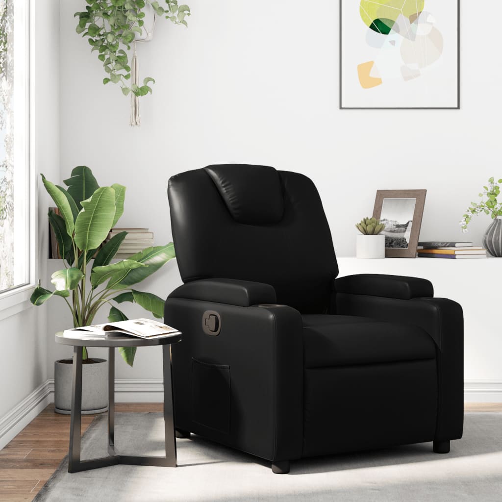 Poltrona reclinabile in Similpelle Nera | homemem39