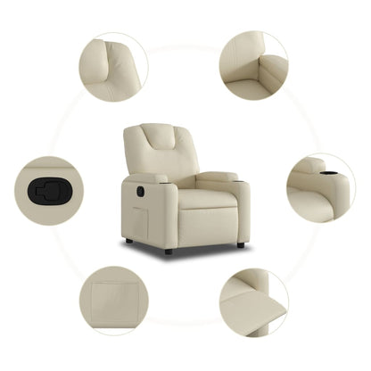 Poltrona reclinabile in similpelle color crema