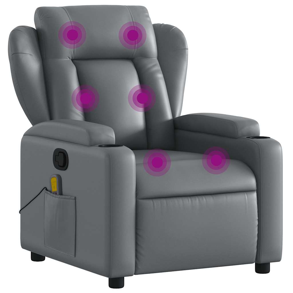 Poltrona reclinabile massaggiante in Similpelle Grigia | homemem39
