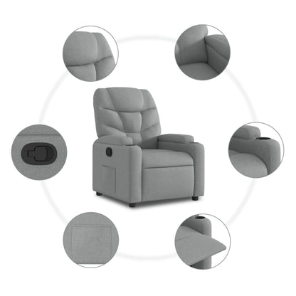 Poltrona reclinabile in tessuto grigio chiaro