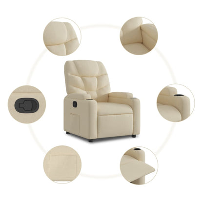 Poltrona reclinabile in tessuto color crema