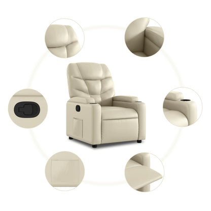 Poltrona reclinabile in similpelle color crema