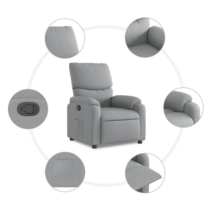 Poltrona reclinabile in tessuto grigio chiaro