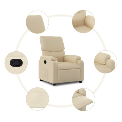 Poltrona reclinabile in tessuto color crema