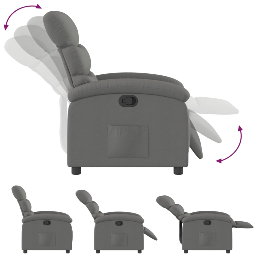 Poltrona reclinabile in Tessuto Grigio Scuro | homemem39