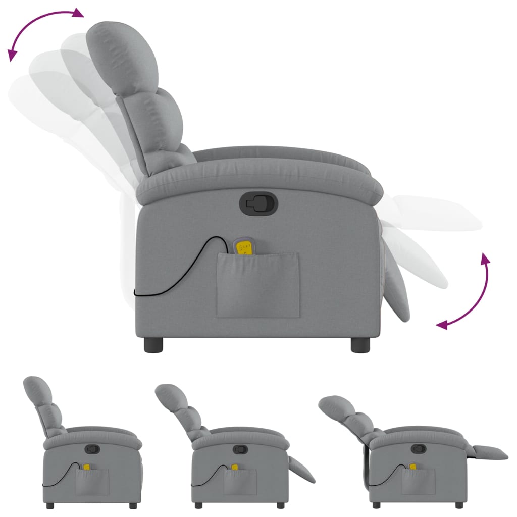 Poltrona reclinabile massaggiante in Tessuto Grigio Chiaro | homemem39