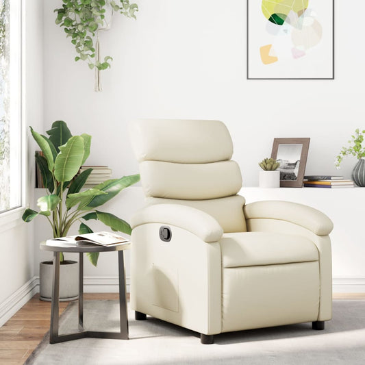 Poltrona reclinabile in similpelle color crema