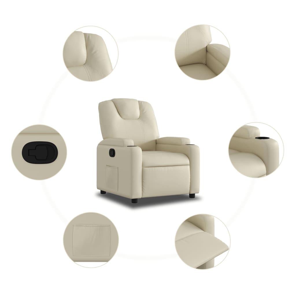 Poltrona reclinabile in similpelle color crema