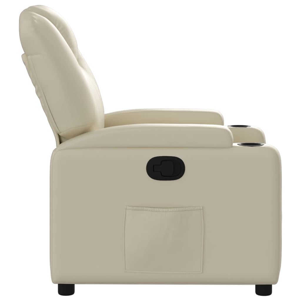 Poltrona reclinabile in similpelle color crema