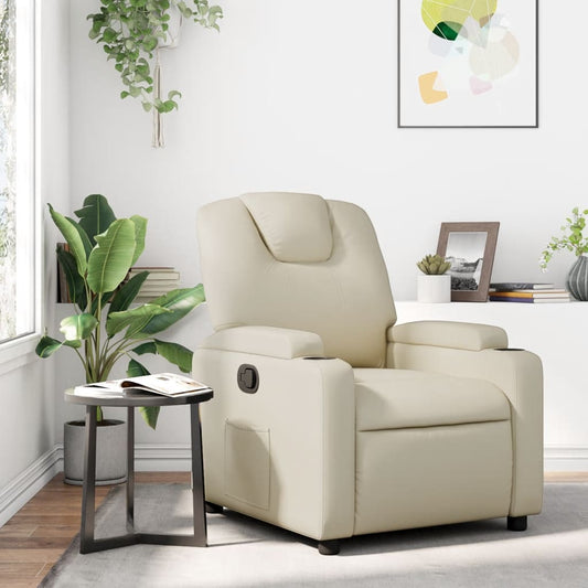 Poltrona reclinabile in similpelle color crema