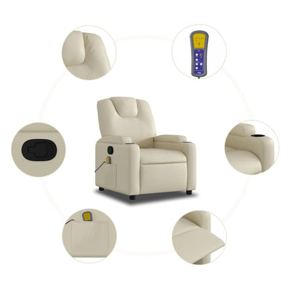 Poltrona reclinabile massaggiante in Similpelle Crema | homemem39