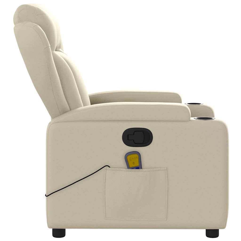 Poltrona reclinabile massaggiante in Similpelle Crema | homemem39