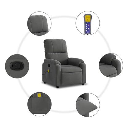 Poltrona reclinabile massaggiante in Tessuto di Microfibra Grigio Scuro | homemem39