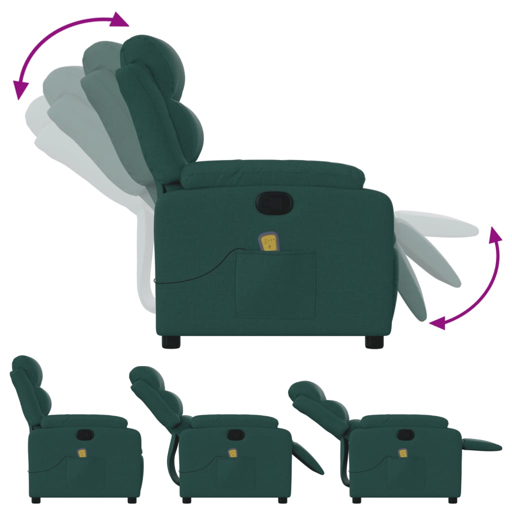 Poltrona reclinabile massaggiante in Tessuto Verde Scuro | homemem39