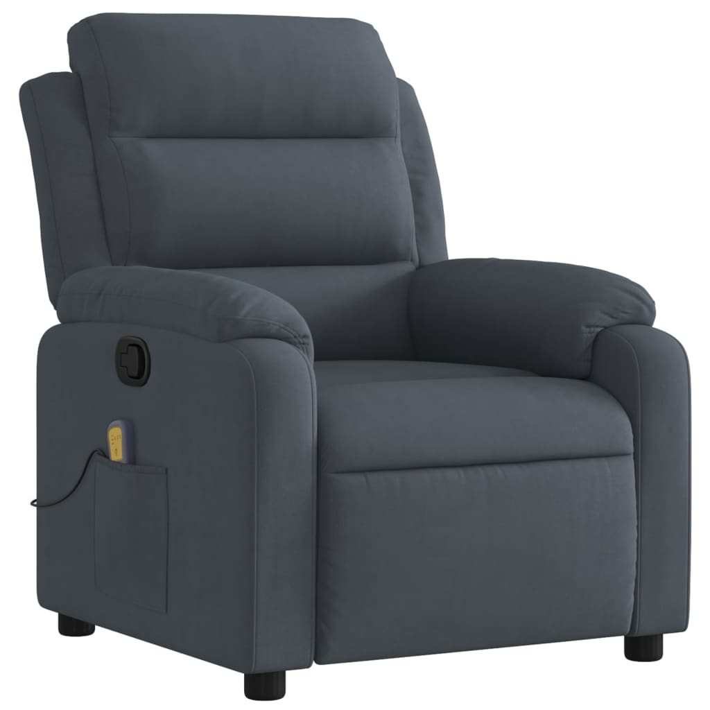 Poltrona reclinabile massaggiante in Velluto Grigio Scuro | homemem39