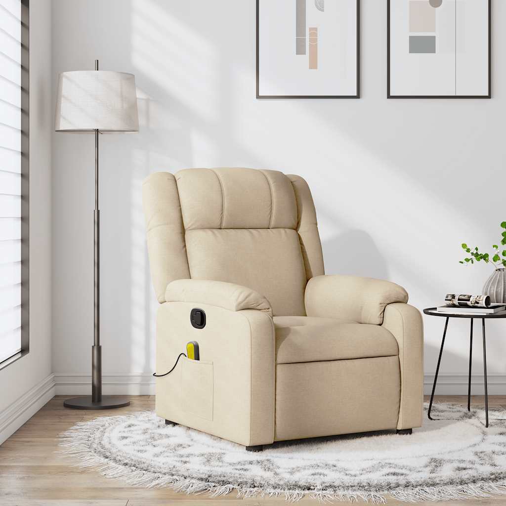 Poltrona reclinabile massaggiante in Tessuto Crema | homemem39