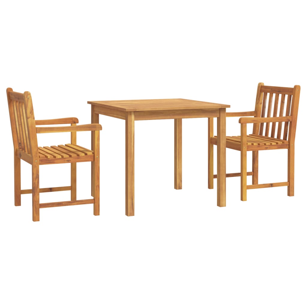 Set da Pranzo per Giardino 3 pz in Legno Massello di Acacia