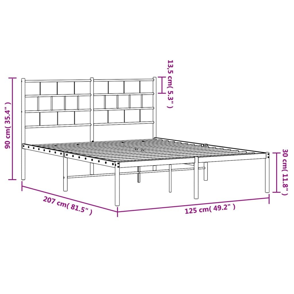 Giroletto con Testiera in Metallo Nero 120x200 cm | homemem39