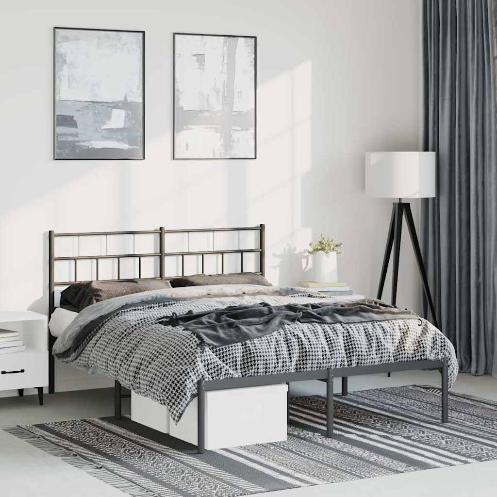 Giroletto con Testiera in Metallo Nero 135x190 cm