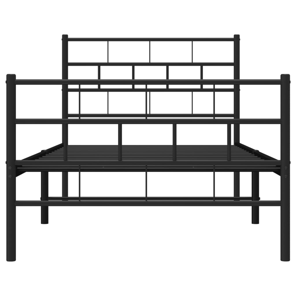 Giroletto con Testiera e Pediera Metallo Nero 90x190 cm | homemem39