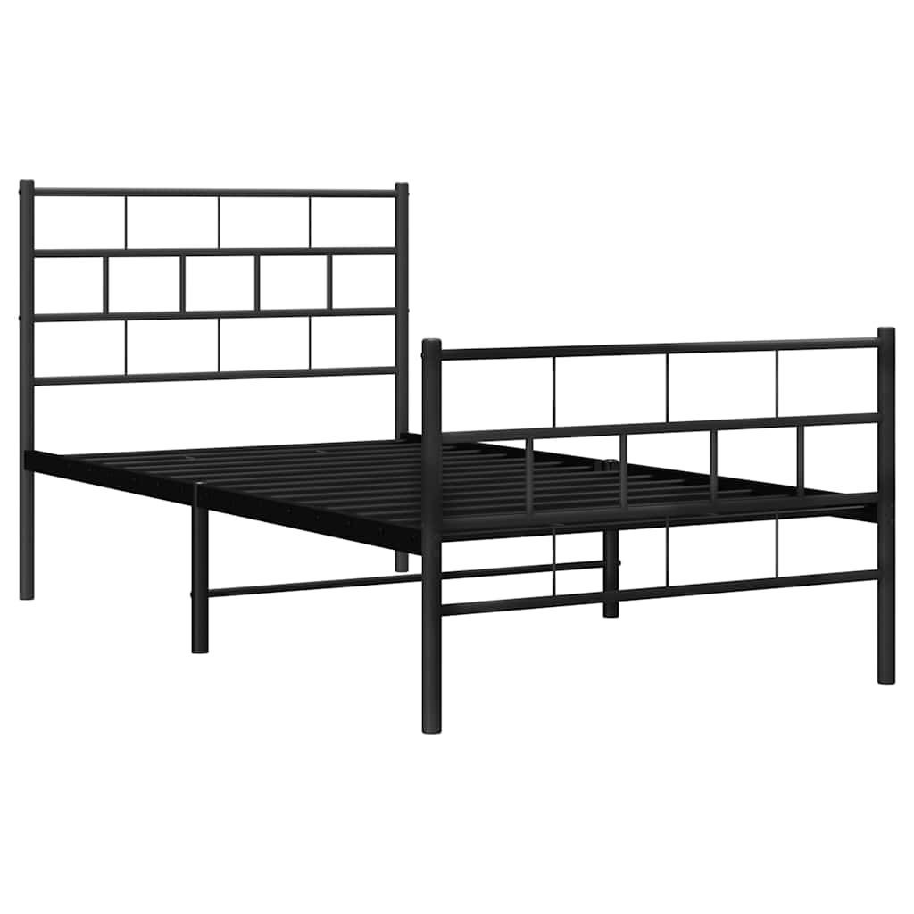 Giroletto con Testiera e Pediera Metallo Nero 100x190 cm