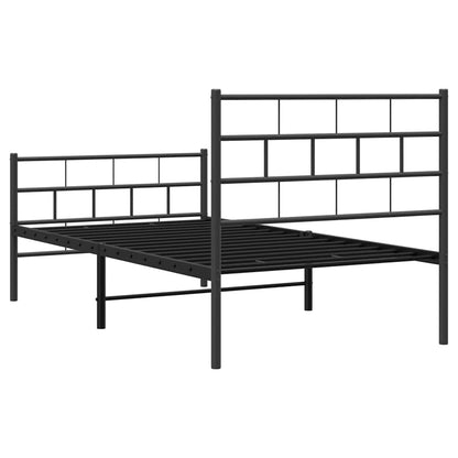 Giroletto con Testiera e Pediera Metallo Nero 100x200 cm