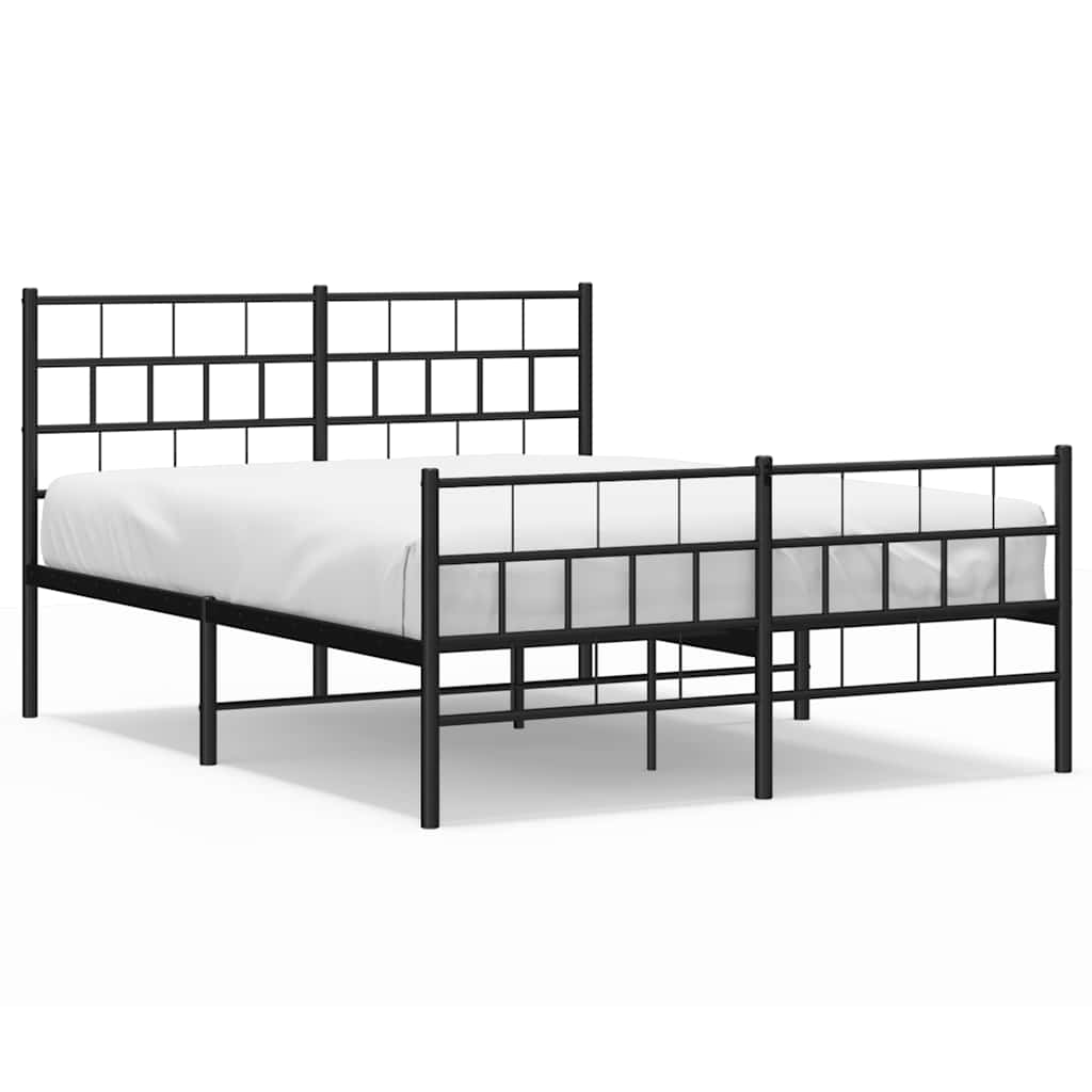 Giroletto con Testiera e Pediera Metallo Nero 135x190 cm | homemem39