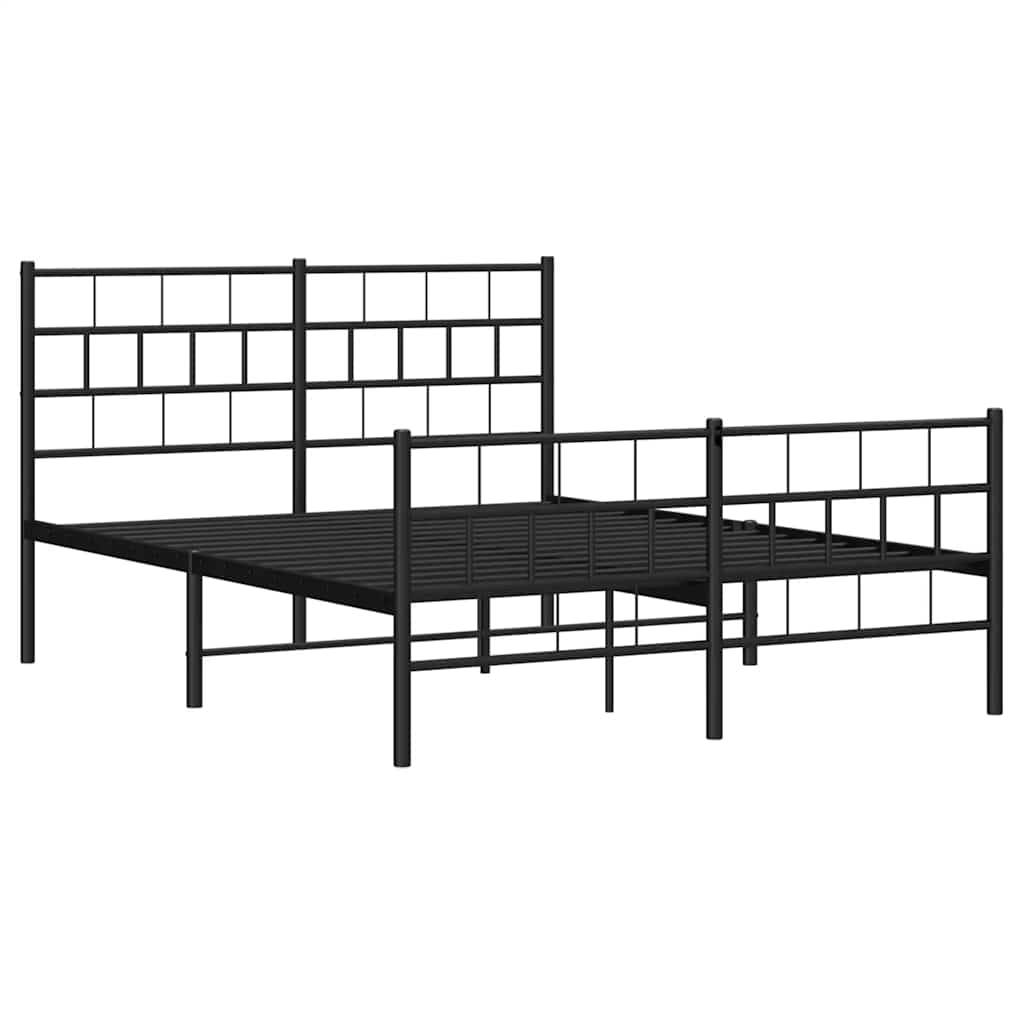 Giroletto con Testiera e Pediera Metallo Nero 135x190 cm | homemem39